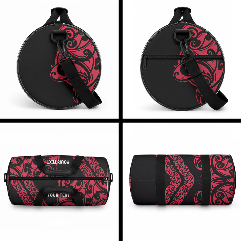 All Black Maori Tribal Tattoo Personalised Duffle Bag Classic Red Polynesian Style