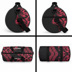 All Black Maori Tribal Tattoo Personalised Duffle Bag Classic Red Polynesian Style
