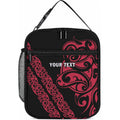 All Black Maori Tribal Tattoo Personalised Lunch Bag Classic Red Polynesian Style
