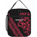 All Black Maori Tribal Tattoo Personalised Lunch Bag Classic Red Polynesian Style