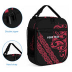 All Black Maori Tribal Tattoo Personalised Lunch Bag Classic Red Polynesian Style