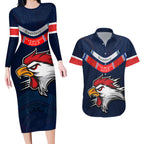 roosters-permier-2023-couples-matching-long-sleeve-bodycon-dress-and-hawaiian-shirt-nrl-mascot-with-aboriginal