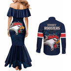 roosters-permier-2023-couples-matching-mermaid-dress-and-long-sleeve-button-shirts-nrl-mascot-with-aboriginal