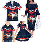 roosters-permier-2023-family-matching-off-shoulder-long-sleeve-dress-and-hawaiian-shirt-nrl-mascot-with-aboriginal