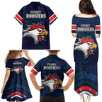 roosters-permier-2023-family-matching-puletasi-dress-and-hawaiian-shirt-nrl-mascot-with-aboriginal