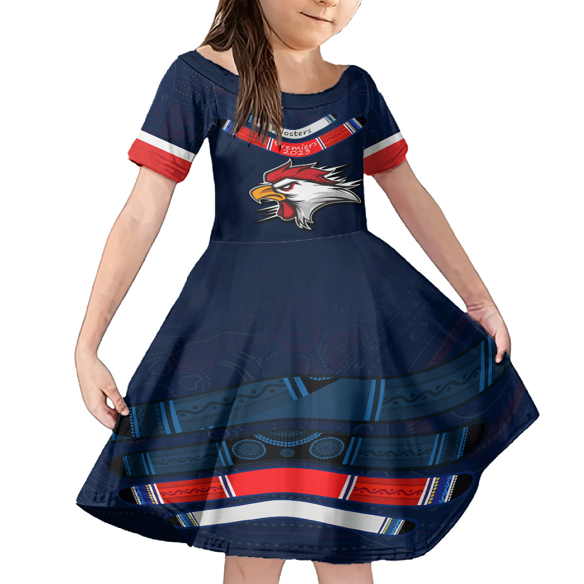 roosters-permier-2023-kid-short-sleeve-dress-nrl-mascot-with-aboriginal