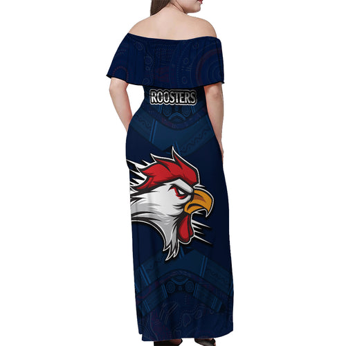 roosters-permier-2023-off-shoulder-maxi-dress-nrl-mascot-with-aboriginal