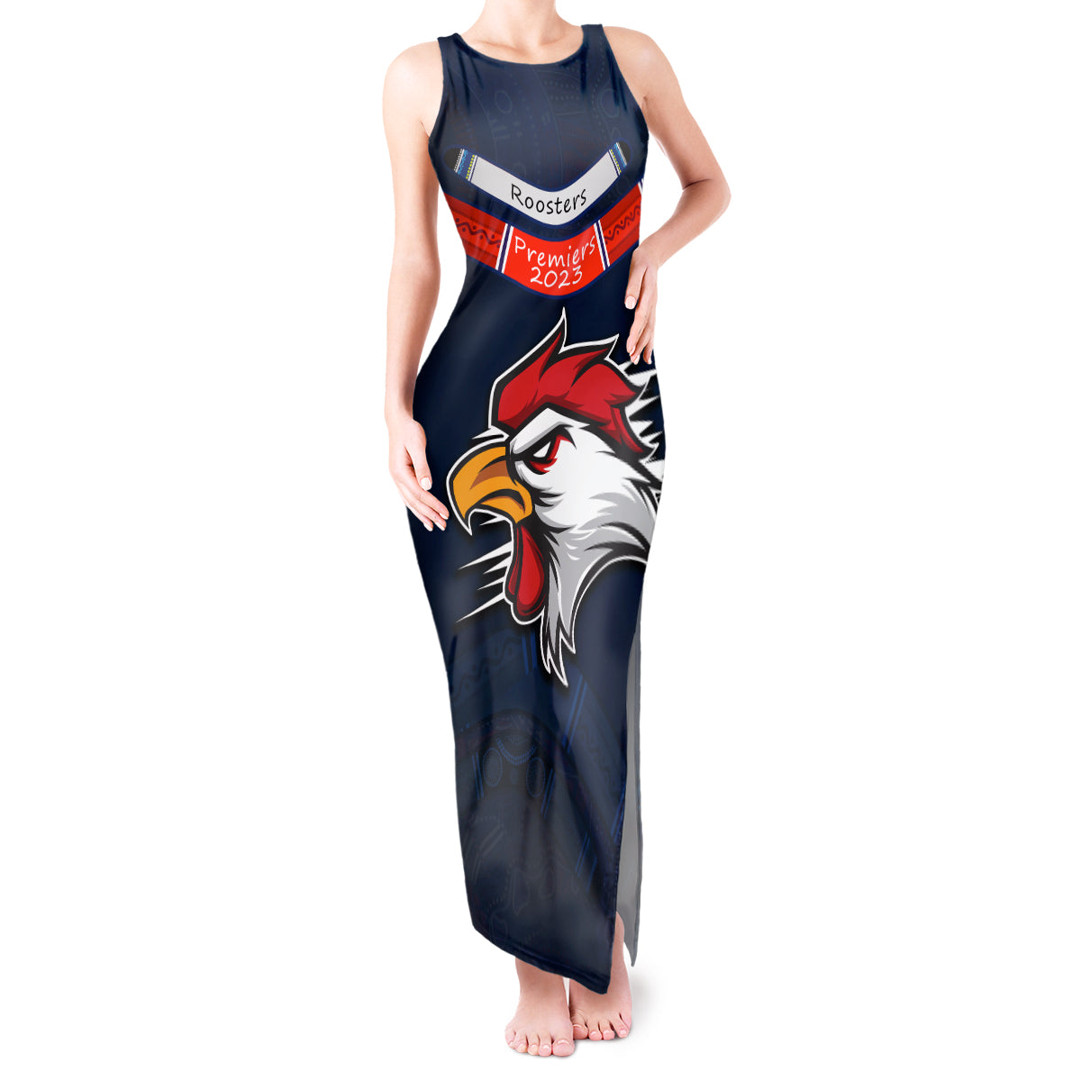 roosters-permier-2023-tank-maxi-dress-nrl-mascot-with-aboriginal