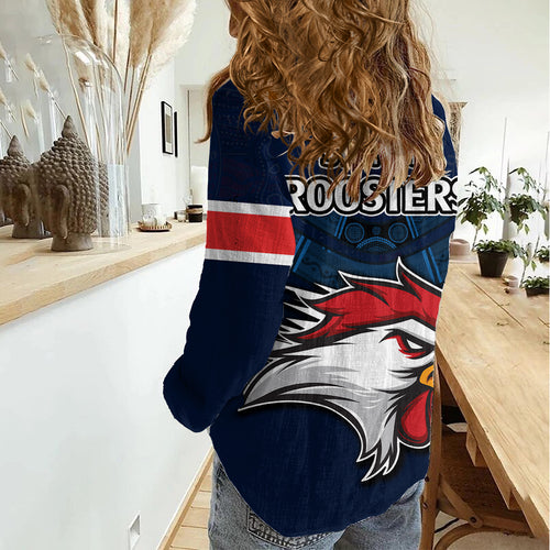 Roosters Permier 2023 Women Casual Shirt NRL Mascot with Aboriginal LT9