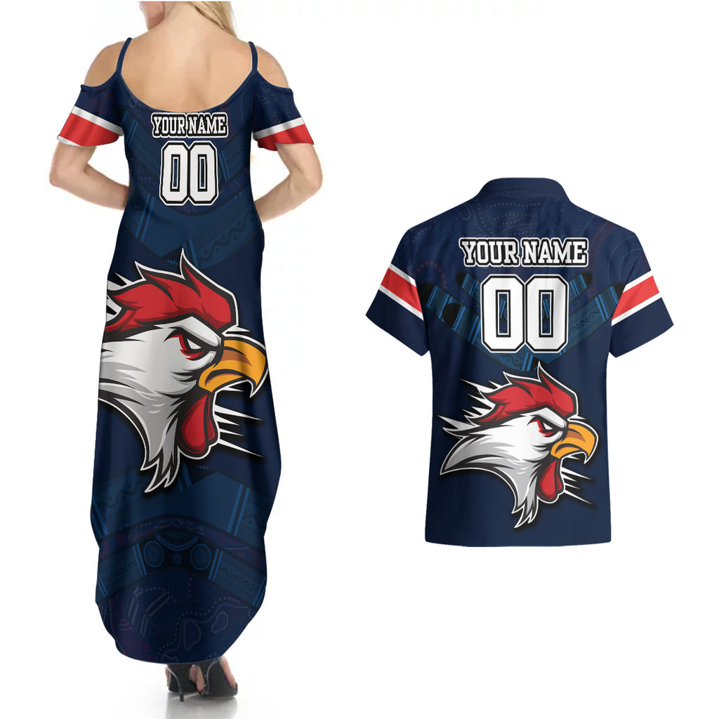 custom-roosters-permier-2023-couples-matching-summer-maxi-dress-and-hawaiian-shirt-nrl-mascot-with-aboriginal