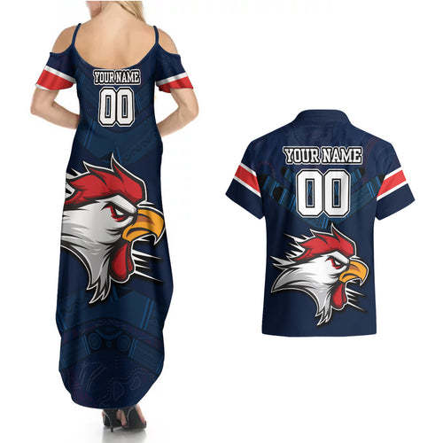 custom-roosters-permier-2023-couples-matching-summer-maxi-dress-and-hawaiian-shirt-nrl-mascot-with-aboriginal