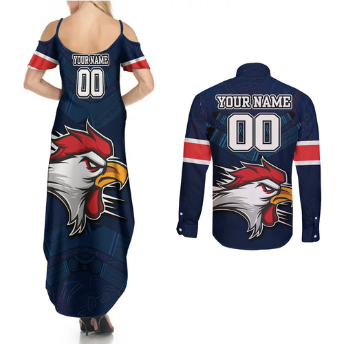 custom-roosters-permier-2023-couples-matching-summer-maxi-dress-and-long-sleeve-button-shirts-nrl-mascot-with-aboriginal