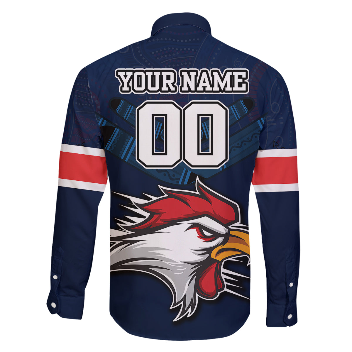 custom-roosters-permier-2023-family-matching-off-shoulder-short-dress-and-hawaiian-shirt-nrl-mascot-with-aboriginal