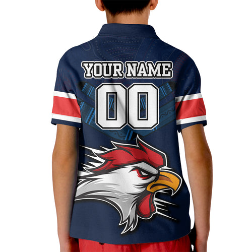 custom-roosters-permier-2023-kid-polo-shirt-nrl-mascot-with-aboriginal