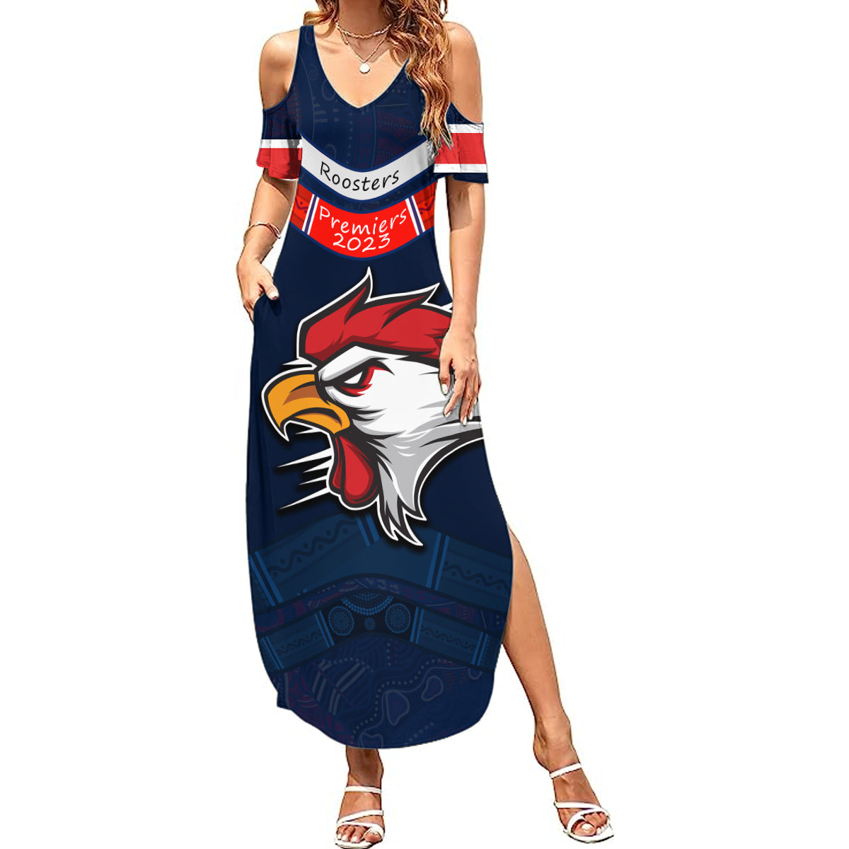 custom-roosters-permier-2023-summer-maxi-dress-nrl-mascot-with-aboriginal