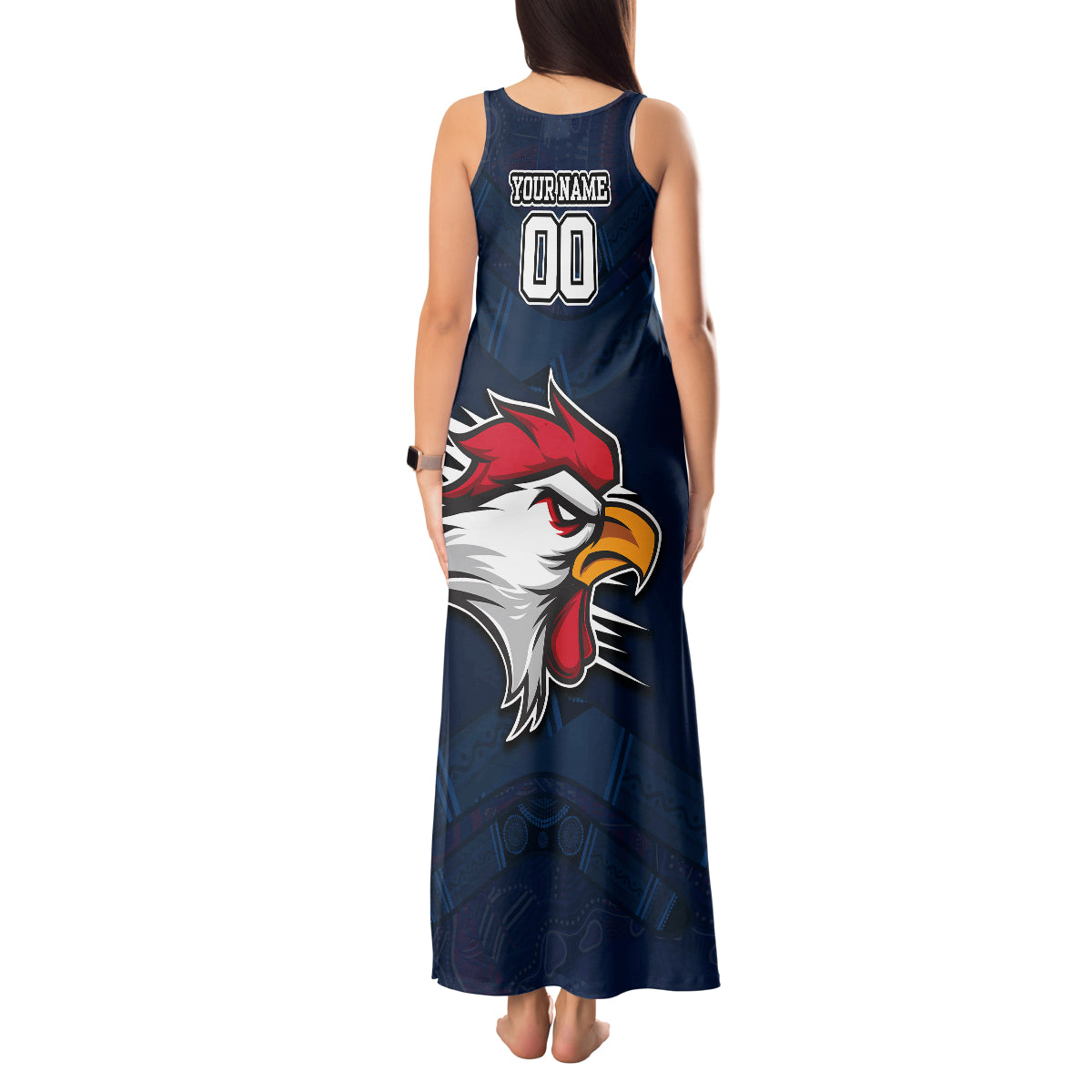 custom-roosters-permier-2023-tank-maxi-dress-nrl-mascot-with-aboriginal