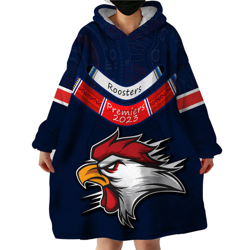 custom-roosters-permier-2023-wearable-blanket-hoodie-nrl-mascot-with-aboriginal