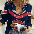 Custom Roosters Permier 2023 Women Casual Shirt NRL Mascot with Aboriginal LT9