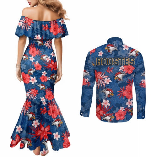 roosters-rugby-couples-matching-mermaid-dress-and-long-sleeve-button-shirts-beautiful-floral-pattern-spring-summer-vibe