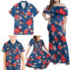 roosters-rugby-family-matching-off-shoulder-maxi-dress-and-hawaiian-shirt-beautiful-floral-pattern-spring-summer-vibe