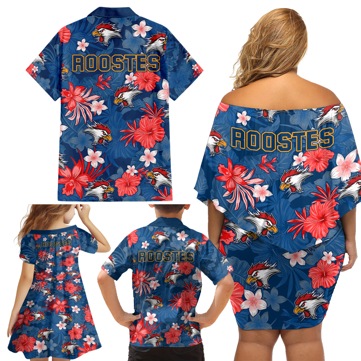 roosters-rugby-family-matching-off-shoulder-short-dress-and-hawaiian-shirt-beautiful-floral-pattern-spring-summer-vibe