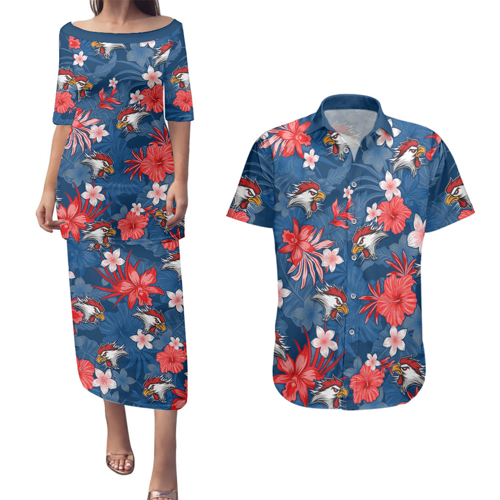 custom-roosters-rugby-couples-matching-puletasi-dress-and-hawaiian-shirt-beautiful-floral-pattern-spring-summer-vibe