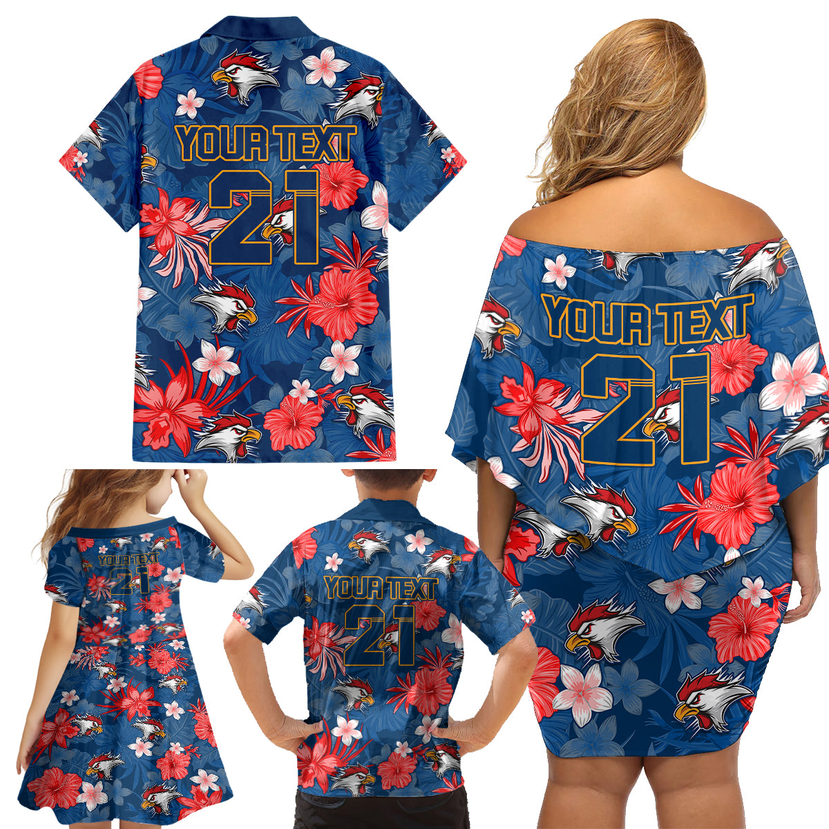 custom-roosters-rugby-family-matching-off-shoulder-short-dress-and-hawaiian-shirt-beautiful-floral-pattern-spring-summer-vibe