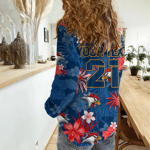 Custom Roosters Rugby Women Casual Shirt Beautiful Floral Pattern Spring Summer Vibe LT9
