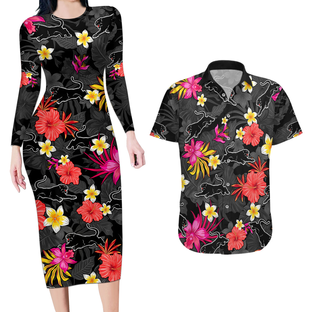 panthers-rugby-couples-matching-long-sleeve-bodycon-dress-and-hawaiian-shirt-beautiful-floral-pattern-spring-summer-vibe