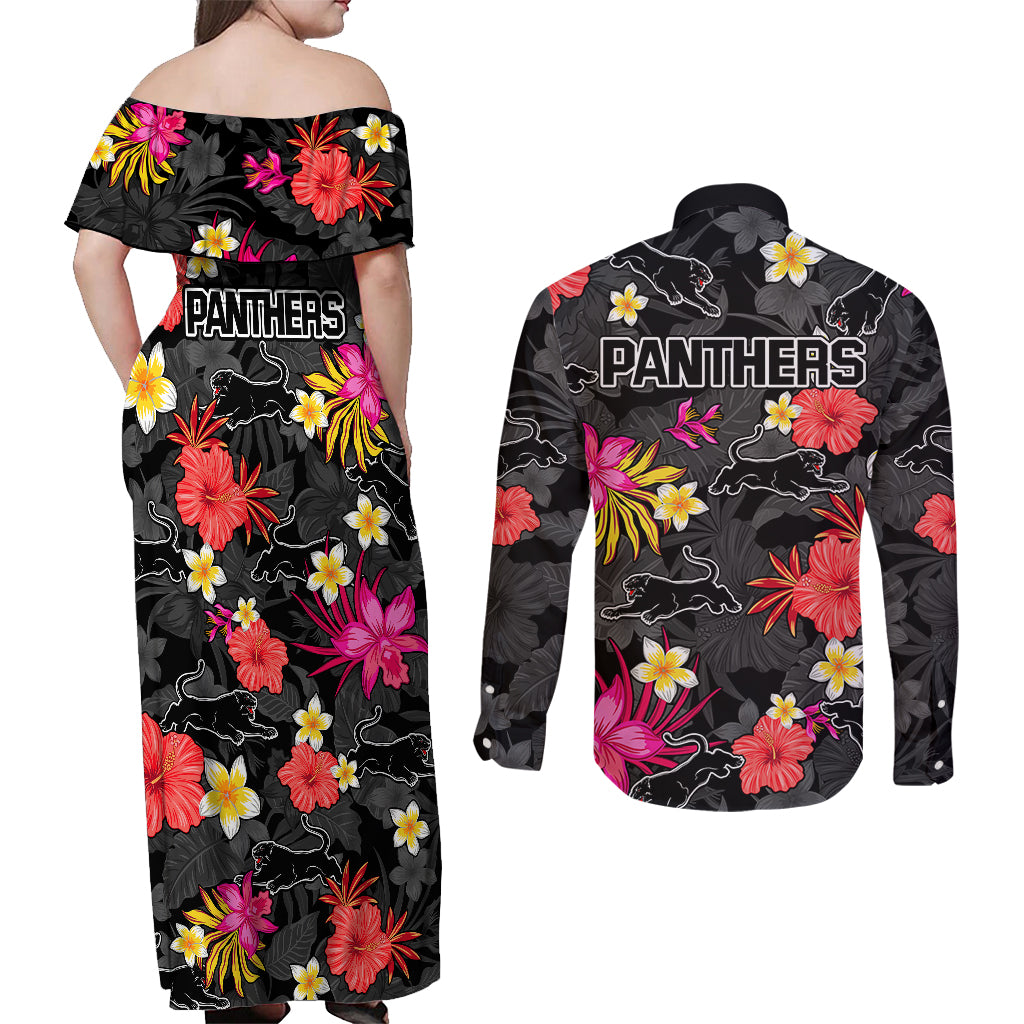 panthers-rugby-couples-matching-off-shoulder-maxi-dress-and-long-sleeve-button-shirts-beautiful-floral-pattern-spring-summer-vibe