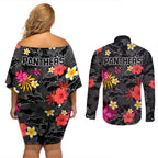 panthers-rugby-couples-matching-off-shoulder-short-dress-and-long-sleeve-button-shirts-beautiful-floral-pattern-spring-summer-vibe