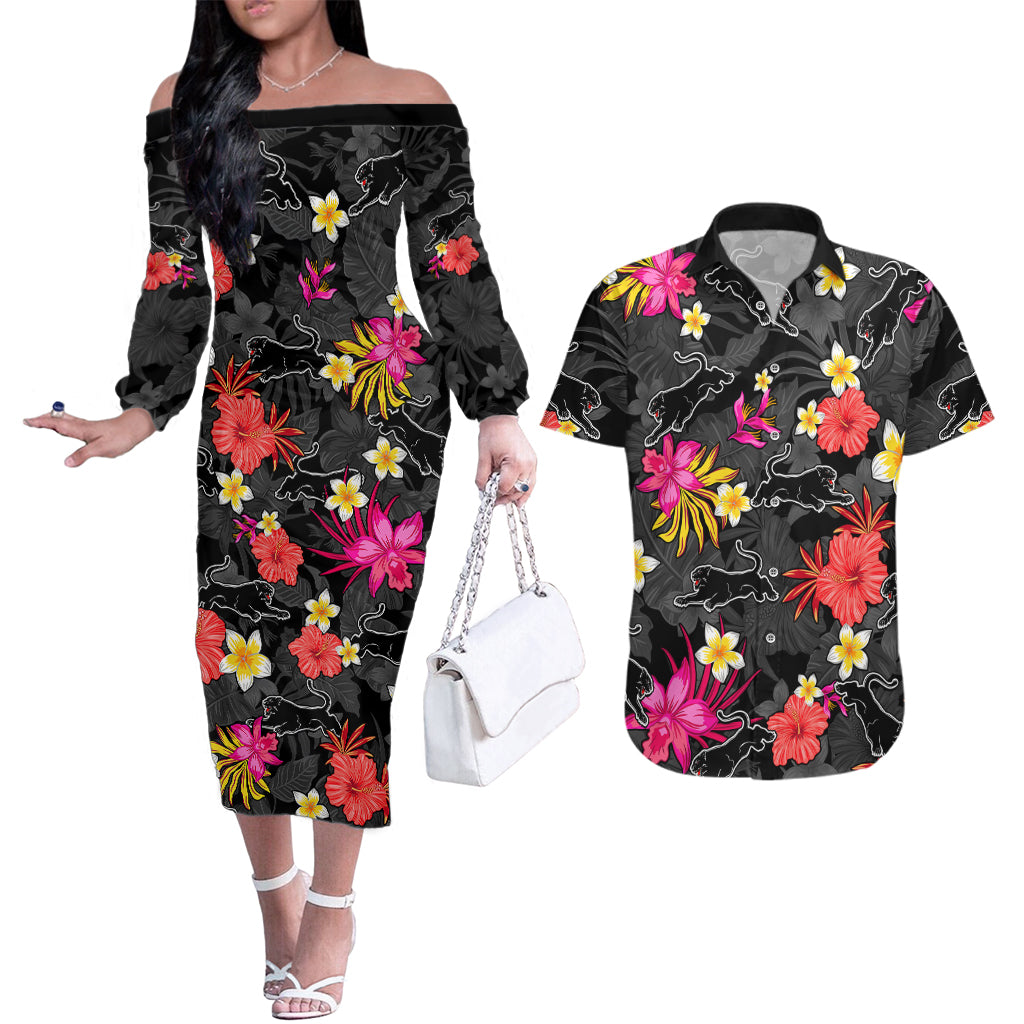 panthers-rugby-couples-matching-off-the-shoulder-long-sleeve-dress-and-hawaiian-shirt-beautiful-floral-pattern-spring-summer-vibe