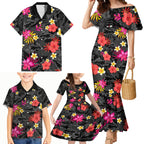 panthers-rugby-family-matching-mermaid-dress-and-hawaiian-shirt-beautiful-floral-pattern-spring-summer-vibe