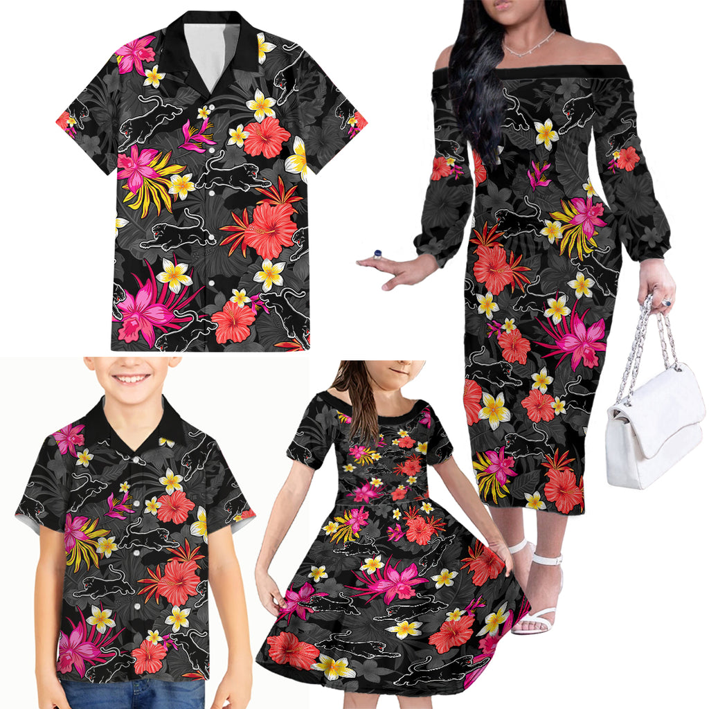 panthers-rugby-family-matching-off-shoulder-long-sleeve-dress-and-hawaiian-shirt-beautiful-floral-pattern-spring-summer-vibe