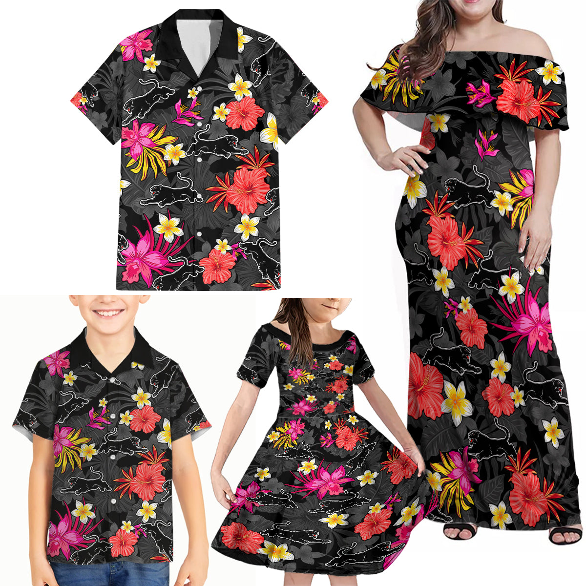 panthers-rugby-family-matching-off-shoulder-maxi-dress-and-hawaiian-shirt-beautiful-floral-pattern-spring-summer-vibe
