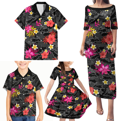 panthers-rugby-family-matching-puletasi-dress-and-hawaiian-shirt-beautiful-floral-pattern-spring-summer-vibe