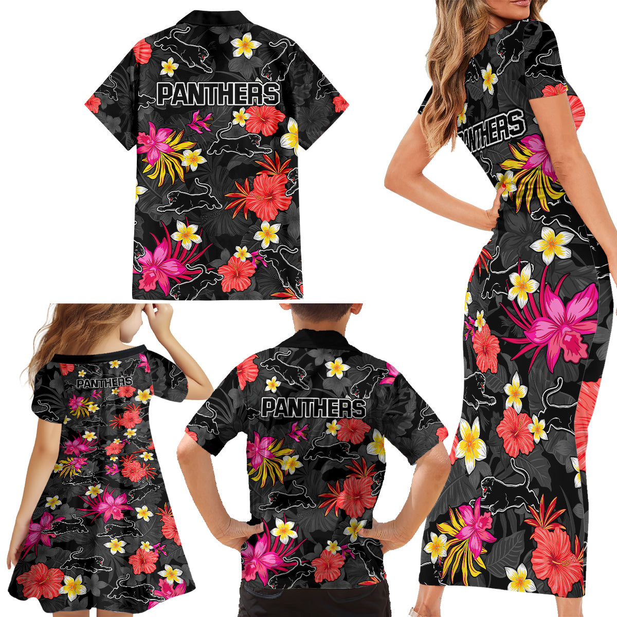 panthers-rugby-family-matching-short-sleeve-bodycon-dress-and-hawaiian-shirt-beautiful-floral-pattern-spring-summer-vibe