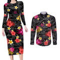 custom-panthers-rugby-couples-matching-long-sleeve-bodycon-dress-and-long-sleeve-button-shirts-beautiful-floral-pattern-spring-summer-vibe
