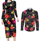 custom-panthers-rugby-couples-matching-long-sleeve-bodycon-dress-and-long-sleeve-button-shirts-beautiful-floral-pattern-spring-summer-vibe