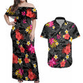 custom-panthers-rugby-couples-matching-off-shoulder-maxi-dress-and-hawaiian-shirt-beautiful-floral-pattern-spring-summer-vibe