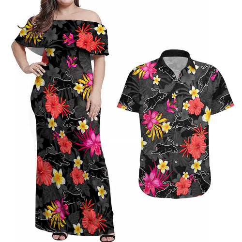 custom-panthers-rugby-couples-matching-off-shoulder-maxi-dress-and-hawaiian-shirt-beautiful-floral-pattern-spring-summer-vibe