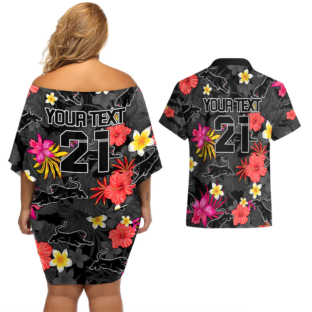 custom-panthers-rugby-couples-matching-off-shoulder-short-dress-and-hawaiian-shirt-beautiful-floral-pattern-spring-summer-vibe