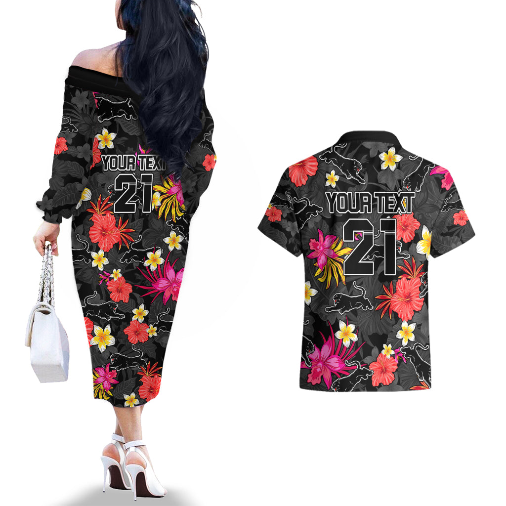 custom-panthers-rugby-couples-matching-off-the-shoulder-long-sleeve-dress-and-hawaiian-shirt-beautiful-floral-pattern-spring-summer-vibe