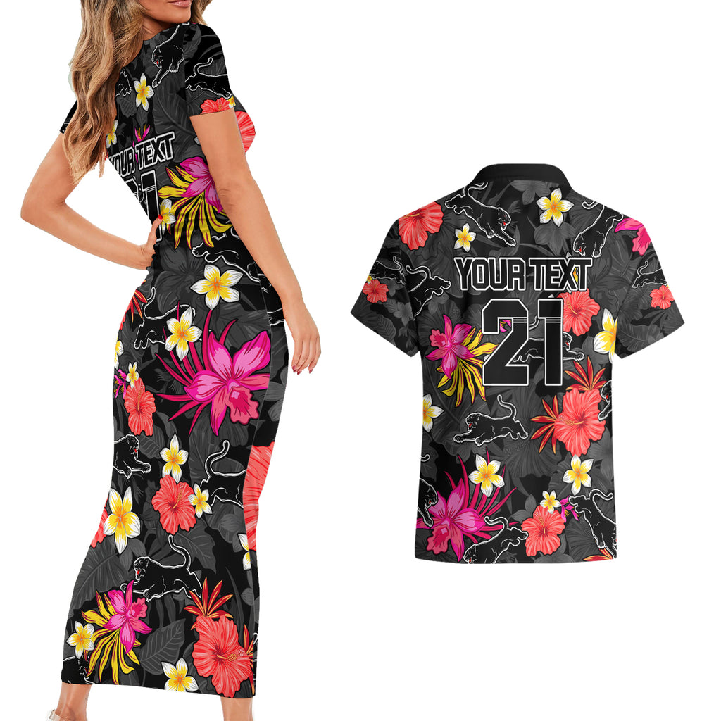 custom-panthers-rugby-couples-matching-short-sleeve-bodycon-dress-and-hawaiian-shirt-beautiful-floral-pattern-spring-summer-vibe