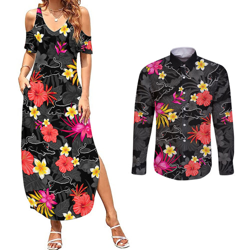 custom-panthers-rugby-couples-matching-summer-maxi-dress-and-long-sleeve-button-shirts-beautiful-floral-pattern-spring-summer-vibe