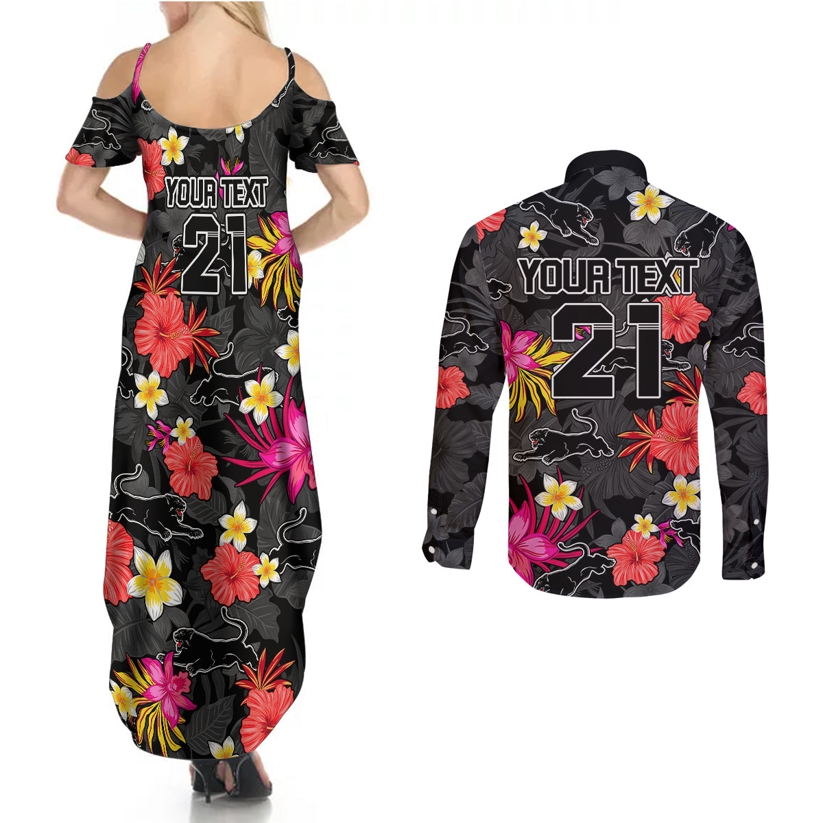 custom-panthers-rugby-couples-matching-summer-maxi-dress-and-long-sleeve-button-shirts-beautiful-floral-pattern-spring-summer-vibe