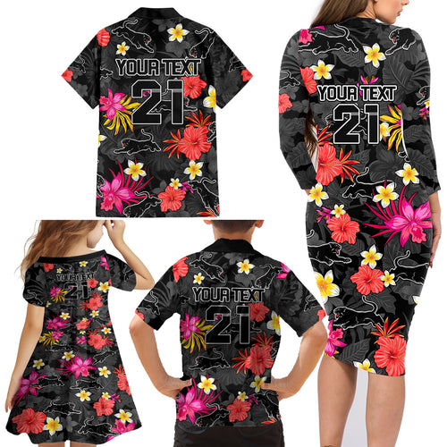 custom-panthers-rugby-family-matching-long-sleeve-bodycon-dress-and-hawaiian-shirt-beautiful-floral-pattern-spring-summer-vibe