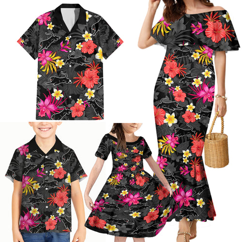 custom-panthers-rugby-family-matching-mermaid-dress-and-hawaiian-shirt-beautiful-floral-pattern-spring-summer-vibe
