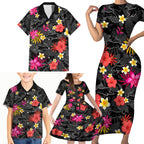 custom-panthers-rugby-family-matching-short-sleeve-bodycon-dress-and-hawaiian-shirt-beautiful-floral-pattern-spring-summer-vibe
