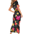 custom-panthers-rugby-family-matching-short-sleeve-bodycon-dress-and-hawaiian-shirt-beautiful-floral-pattern-spring-summer-vibe